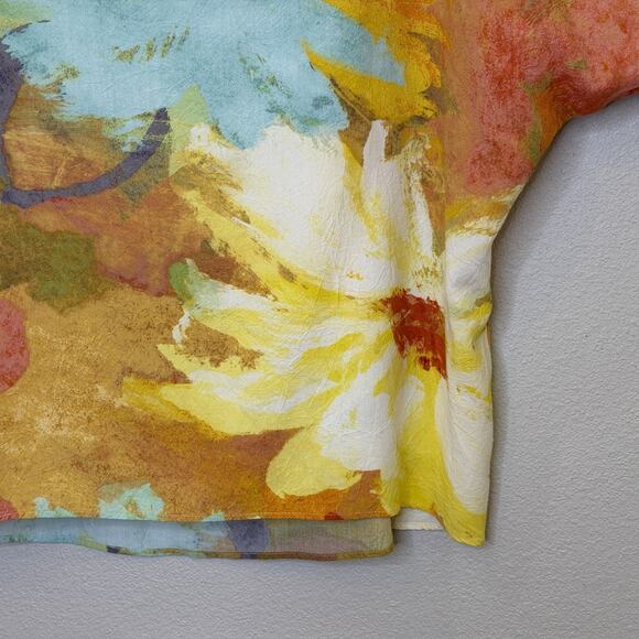 Jams World Tunic Top Womens Size Large Multicolor Peek a Boo Short Sleeve Rayon - Picture 3 of 7